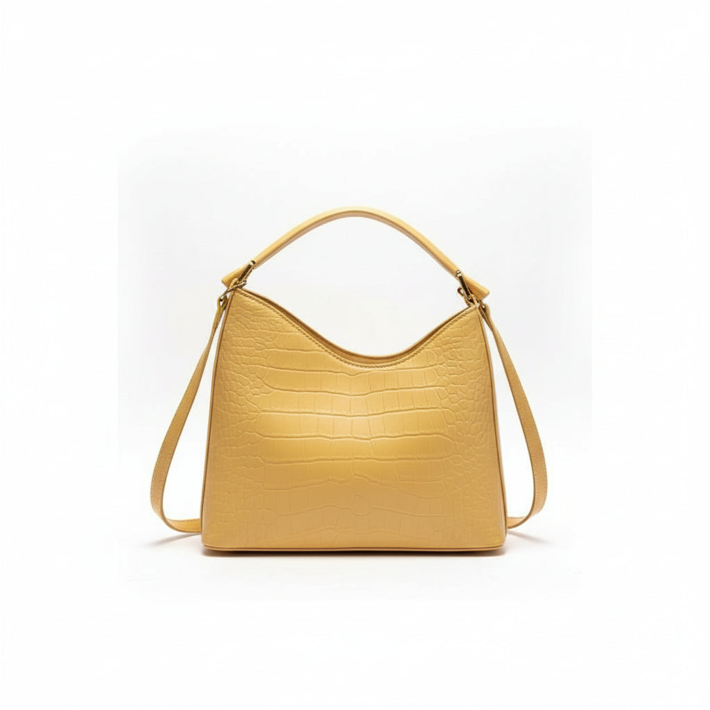Bolsa Feminina com Textura Croco e Alça Dourada – Elegante e Premium