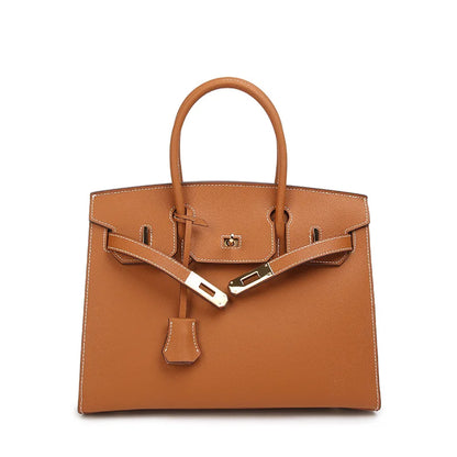 Bolsa Feminina Marrom de Couro Estruturada Grande Sofia
