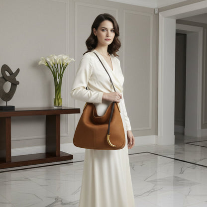 Bolsa Feminina de Ombro Minimalista com Detalhes Dourados - jw