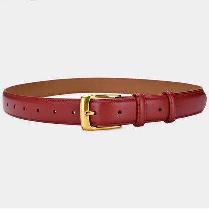 Cinto Feminino Premium em Couro com Fivela Dourada – Ajustável e Elegante