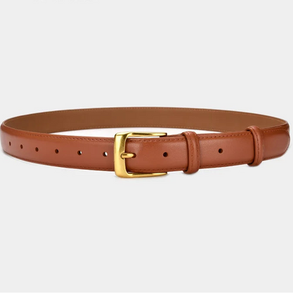 Cinto Feminino Premium em Couro com Fivela Dourada – Ajustável e Elegante