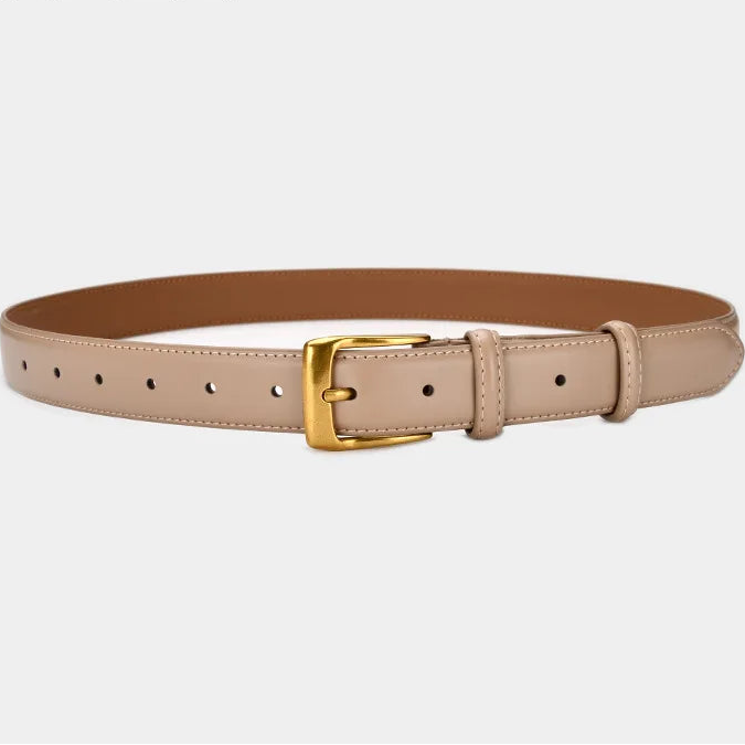 Cinto Feminino Premium em Couro com Fivela Dourada – Ajustável e Elegante