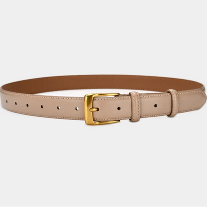 Cinto Feminino Premium em Couro com Fivela Dourada – Ajustável e Elegante