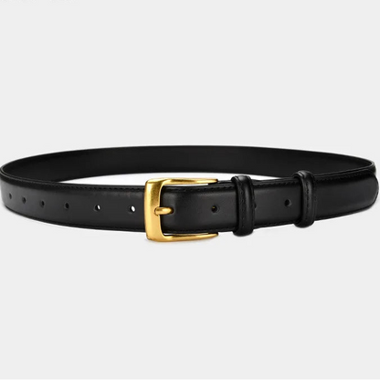 Cinto Feminino Premium em Couro com Fivela Dourada – Ajustável e Elegante