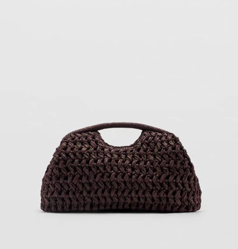 Bolsa de Palha Feminina com Alça de Mão em Fibra Natural