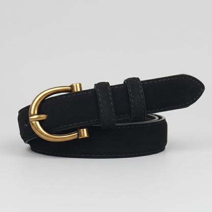 Cinto Feminino de Camurça com Fivela Dourada