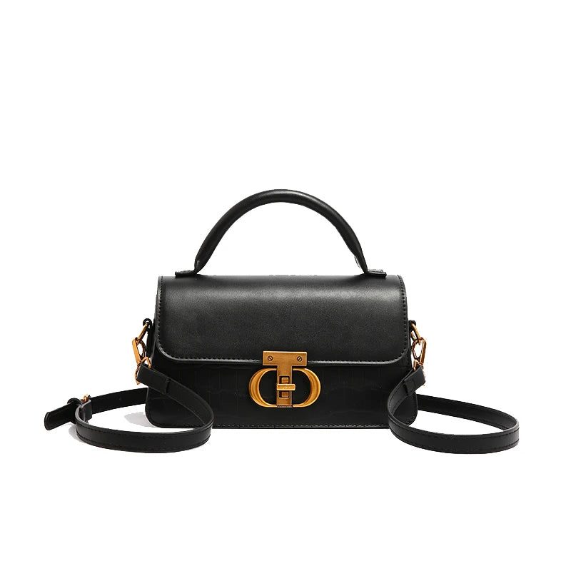 Bolsa Feminina Tiracolo e de Mão com Fivela Dourada