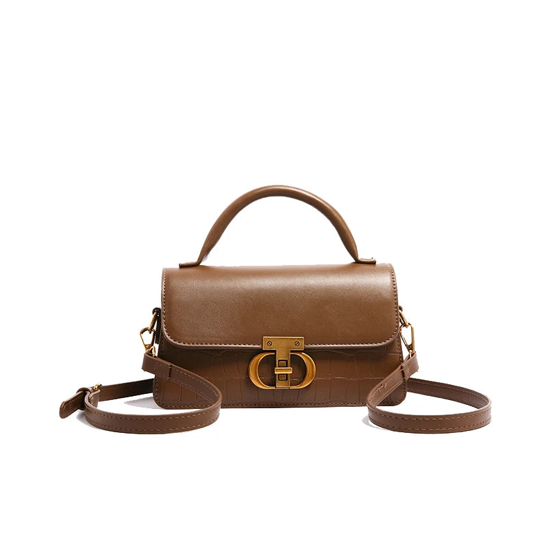 Bolsa Feminina Tiracolo e de Mão com Fivela Dourada