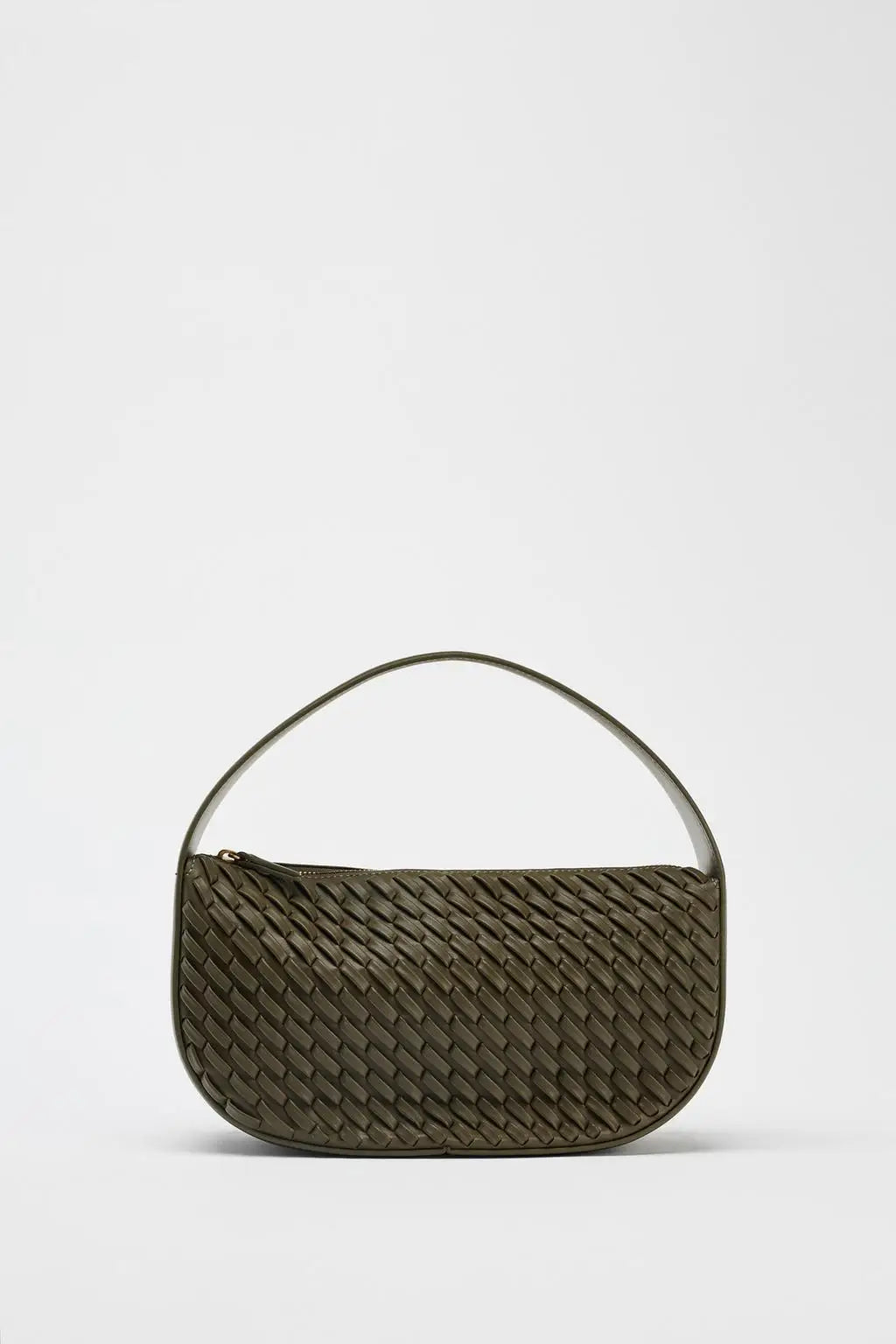 Bolsa Feminina Verde Oliva em Couro Trançado