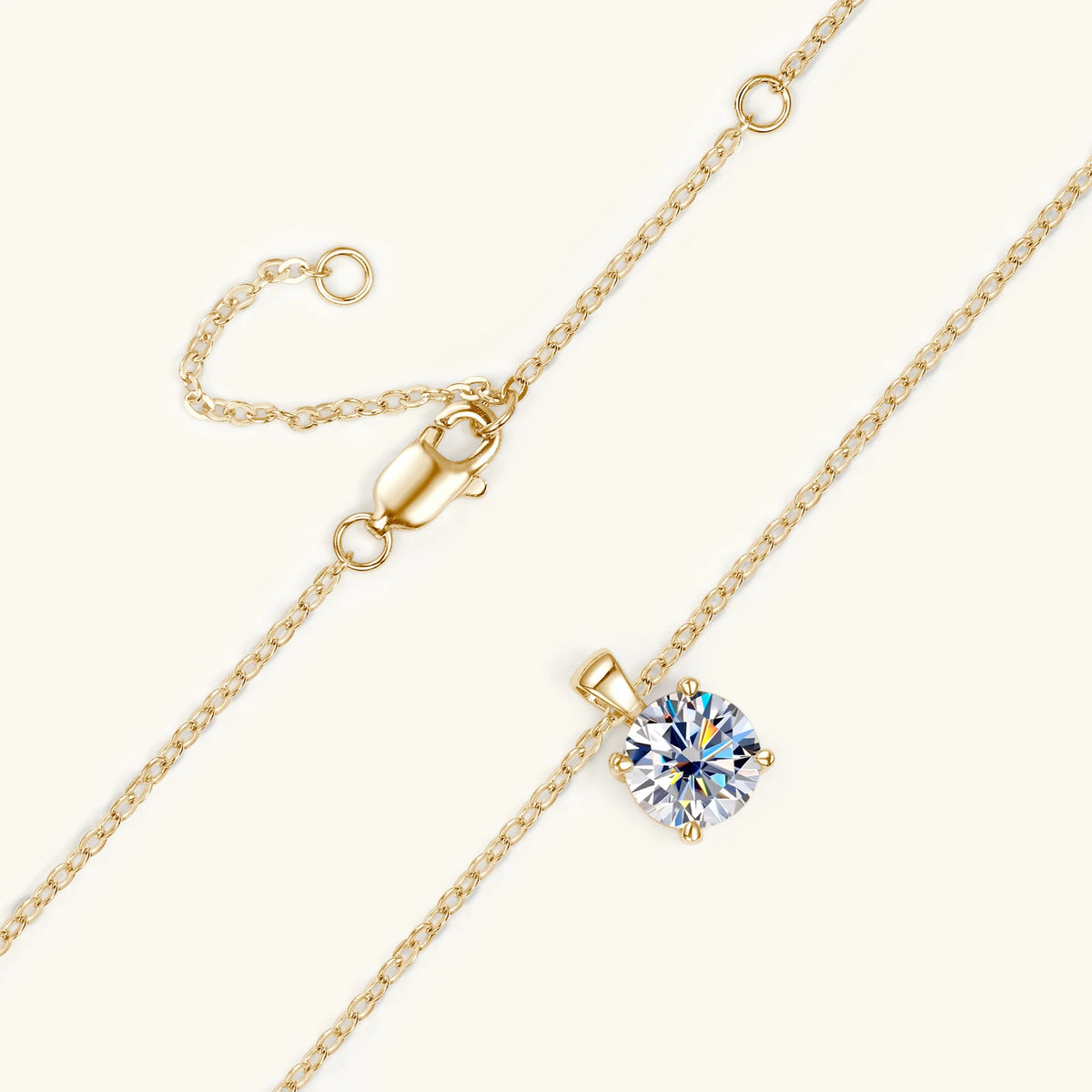 Colar Solitário com Pedra Moissanite – Folheado a Ouro 18k