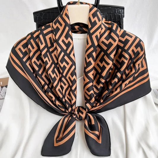 Lenço de Linho Estampado Dourado Unissex