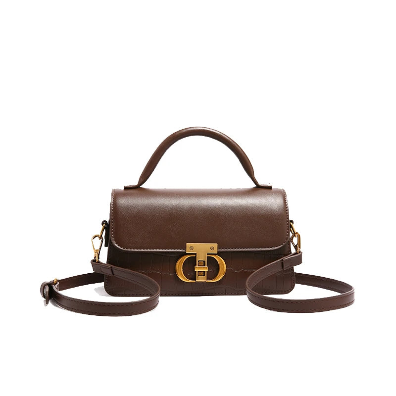 Bolsa Feminina Tiracolo e de Mão com Fivela Dourada