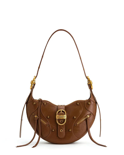 Bolsa Feminina de Ombro Tessa com Fivela e Tachas