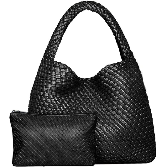 Bolsa Feminina Grande Trançada com Alça Única e Nécessaire