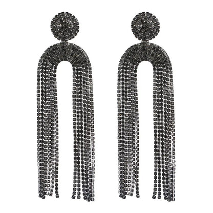 Brinco Feminino Longo de Cristal com Correntes Elegantes