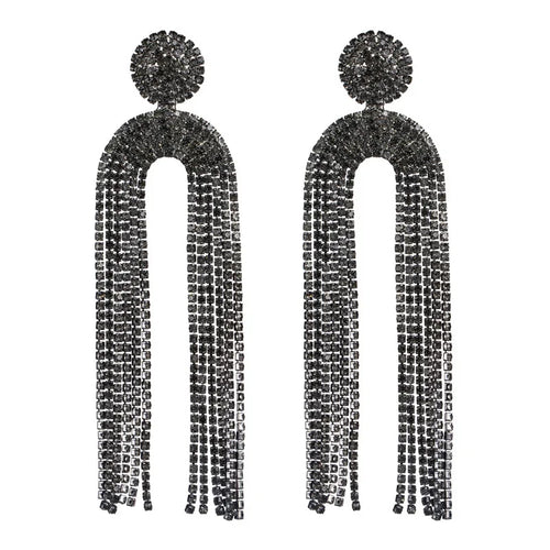 Brinco Feminino Longo de Cristal com Correntes Elegantes