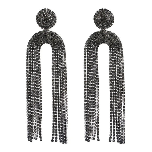 Brinco Feminino Longo de Cristal com Correntes Elegantes