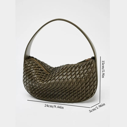 Bolsa Feminina Verde Oliva em Couro Trançado