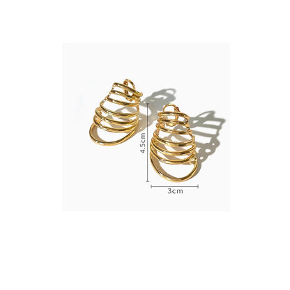 Brinco Feminino Argolas Sobrepostas Dourado – Aço Inoxidável Folheado