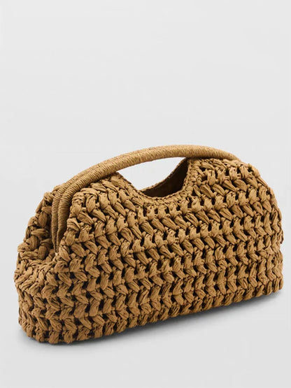 Bolsa de Palha Feminina com Alça de Mão em Fibra Natural