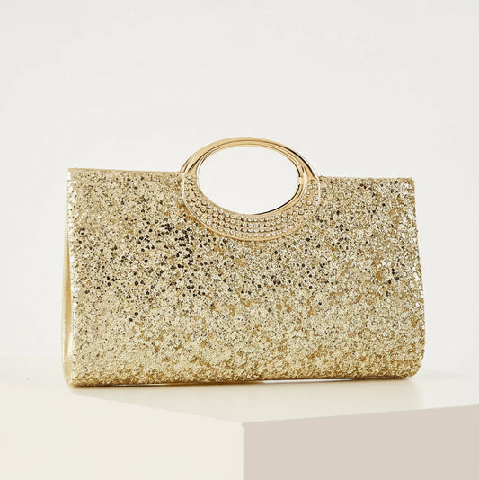 Bolsa Clutch Dourada com Glitter